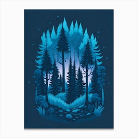 A Fantasy Forest At Night In Blue Theme 39 Canvas Print