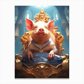 Pig In The Throne Canvas Print
