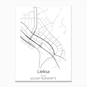 Lieksa,Finland Minimalist Map Canvas Print