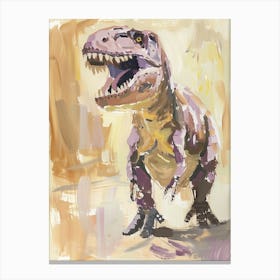 Lilac & Beige Rawring Dinosaur Canvas Print