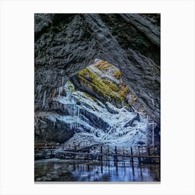 Hidden realm of icy wonder, where the subterranean world reveals its frozen secrets. Canvas Print