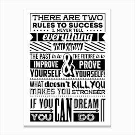 Rules To Success Vintage Canvas Print
