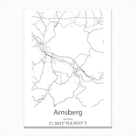 Arnsberg,Germany Minimalist Map Canvas Print