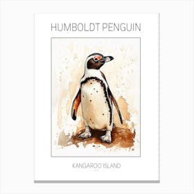 Humboldt Penguin Kangaroo Island Penneshaw Watercolour Painting 4 Poster Canvas Print