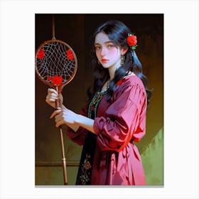 Chinese Girl With Racquet Canvas Print