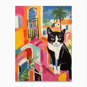 Painting Of A Cat In Marbella Spain 4 Canvas Print