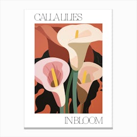 Calla Lilies In Bloom Flowers Bold Illustration 4 Canvas Print