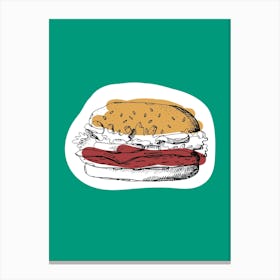 Kitchen Pop Burger Teal Canvas Print