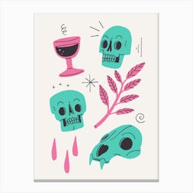 Skulls And Wine Light Canvas Print