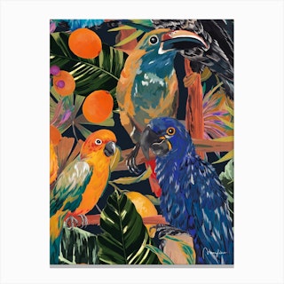 Tropical Jungle Birds Canvas Print