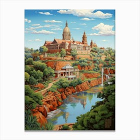 Union Buildings Cartoon 4 Canvas Print