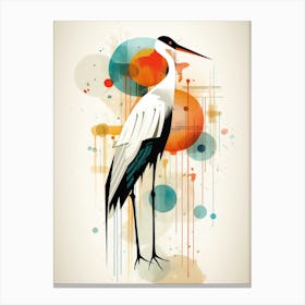 Bird Painting Collage Stork 2 Canvas Print