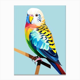 Colourful Geometric Bird Budgerigar 4 Canvas Print