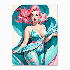 Portrait Of A Curvy Woman Wearing A Sexy Costume (19) Canvas Print