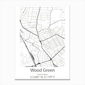 Wood Green,United Kingdom Minimalist Map Stampe su tela