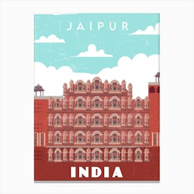 Jaipur, India — Retro travel minimalist poster Canvas Print