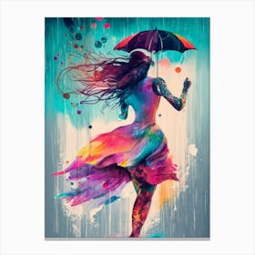 Woman In The Rain Canvas Print