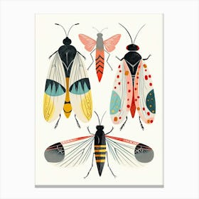 Colourful Insect Illustration Whitefly 3 Canvas Print