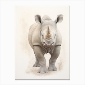 Detailed Vintage Illustration Of A Rhino 9 Canvas Print