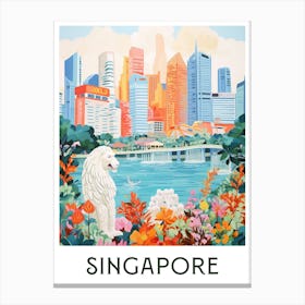 Singapore Maximalist Travel Poster Vibrant Colour Canvas Print