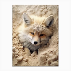 Tibetan Sand Fox Burrowing Photorealism 1 Canvas Print