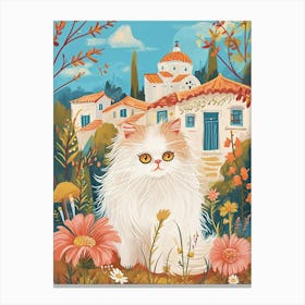 Persian Cat Storybook Illustration 4 Canvas Print