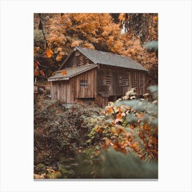 Autumn Cabin In Forest Canvas Print