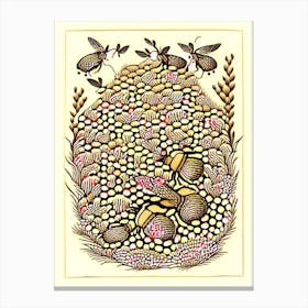 Inside Beehive Swarming Bees Vintage Canvas Print