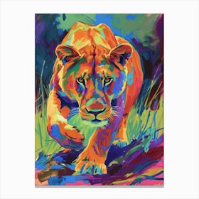 Transvaal Lion Lioness On The Prowl Fauvist Painting 3 Canvas Print