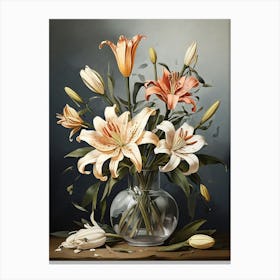 Lilies Flower Illustration Art Print 3 Canvas Print