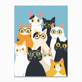 Group Of Cats With Glasses Canvas Print