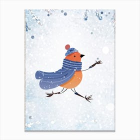 Funky Sparrow Adorned In Woolen Winter Attire Swaying Rhythmically Set Against A Generous Negative Canvas Print