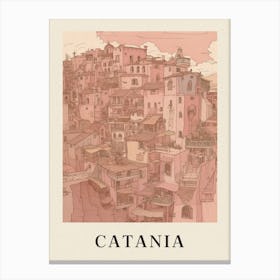 Catania Vintage Pink Italy Poster Canvas Print