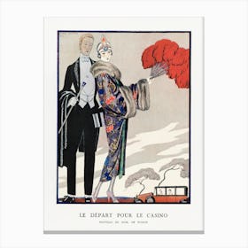Le Départ Pour Le Casino, Manteau Du Soir, De Worth (1923), George Barbier Canvas Print