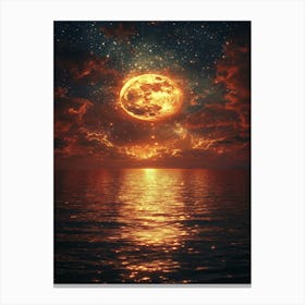 Full Moon Over The Ocean 3 Canvas Print