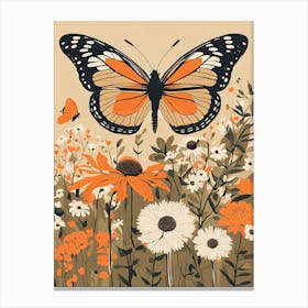 Butterflies and Flowers in Soft Colours II Canvas Print