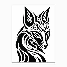 Linocut Fox Pattern 9 Canvas Print