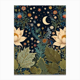 William Morris Lotus Flowers And Moon Canvas Print