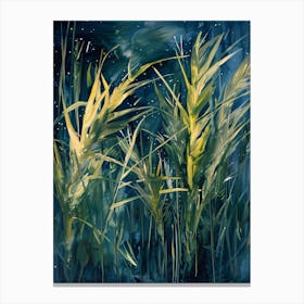 Wheat Field At Night Canvas Print