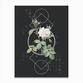 Vintage Autumn Damask Rose Botanical with Geometric Line Motif and Dot Pattern n.0174 Canvas Print