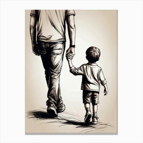 Father And Son Holding Hands Canvas Print