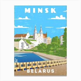 Minsk, Belarus — Retro travel minimalist poster Canvas Print