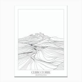 Cerro Torre Argentina Chile Line Drawing 3 Poster Canvas Print