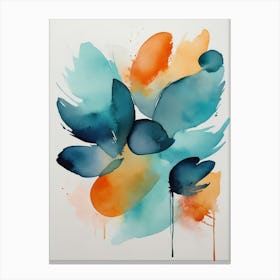 Blue And Orange Watercolor Painting Canvas Print