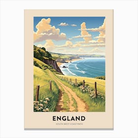 South West Coast Path England 2 Vintage Hiking Travel Poster Canvas Print