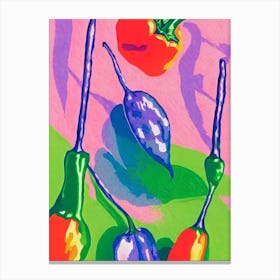 Jalapeno Pepper Risograph Retro Poster vegetable Canvas Print