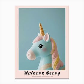 Pastel Blue Toy Unicorn Portrait Poster Canvas Print