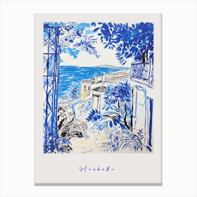 Marbella Spain 2 Mediterranean Blue Drawing Poster Canvas Print