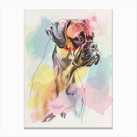Boxer Dog Pastel Watercolour Line Drawing 2 Canvas Print