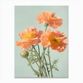 Marigold Flowers Acrylic Painting In Pastel Colours 4 Canvas Print